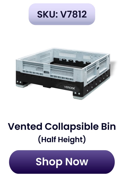 V7812- Vented Collapsible Bin & Lid (Half Height) Special Ends Soon! 